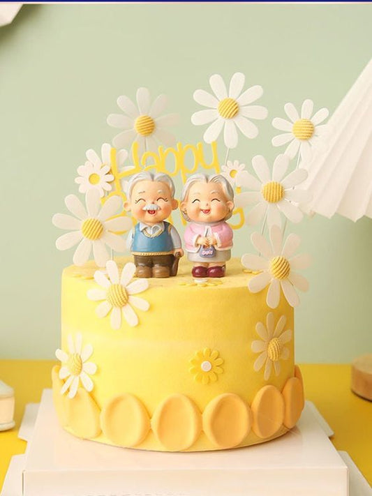 Cake Topper for Grandpa and Grandma Longevity Family Birthday Cake Decorations Love Gifts