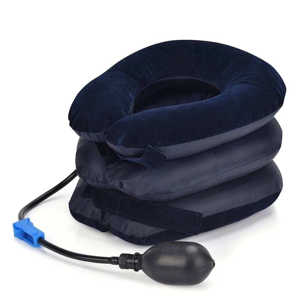 3/4 Layers Inflatable Air Cervical Neck Traction Device Soft Neck Collar Pillow Pain Stress Relief Neck Posture Stretching Brace